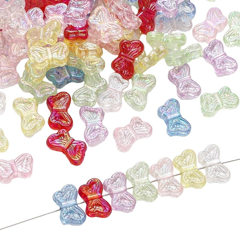 [14x8mm] Color-plated Butterfly Beads Acrylic Butterfly Beads For Earring Bracelet Necklace Keychain DIY Jewelry Making Accessories