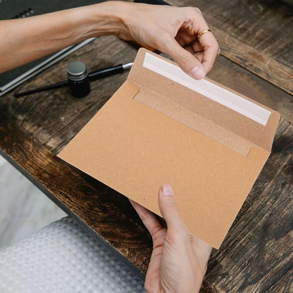 20pcs Blank Kraft Envelopes Sealing Pe Greeting Card Vintage Kraft Paper Postcard  Gift Packaging