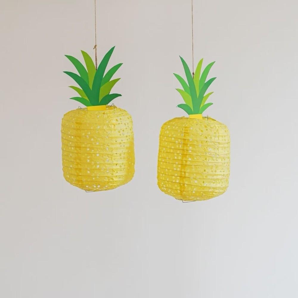 3PCS Foldable Pineapple Paper Lanterns Hawaiian Festival Lantern Photo Opportunities