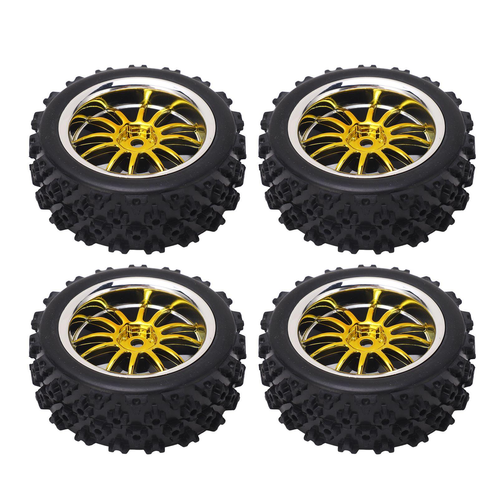 

4PCS RC Car Tires Gold Star Shape 12 Hole Off Road Street Run Wheel for Axial 110 Remote Control