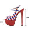 Fashion New Designer Summer Striped Ankle Strap Platform Sandals Women Sexy 16CM Fetish High Heels Wedding Banquet Shoes Stilettos Heels