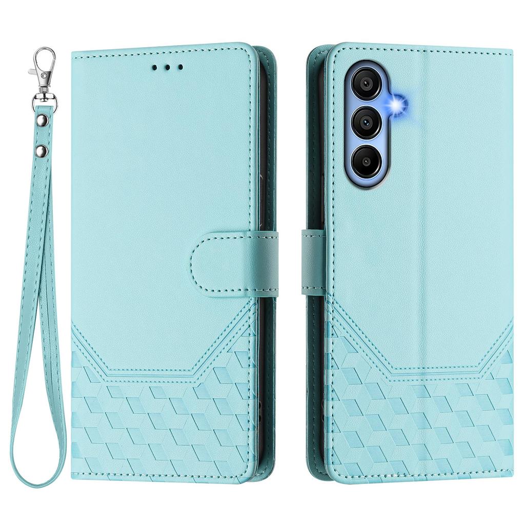 Für Samsung Galaxy A16 5G/A16 4G Hülle Geprägte Wabenstruktur RFID-blockierende Leder-Handyhülle mit Trageband