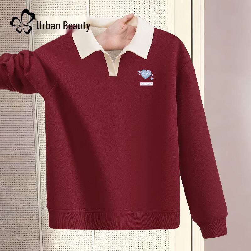 

Women s Fleece-Lined Polo Collar Sweatshirt M