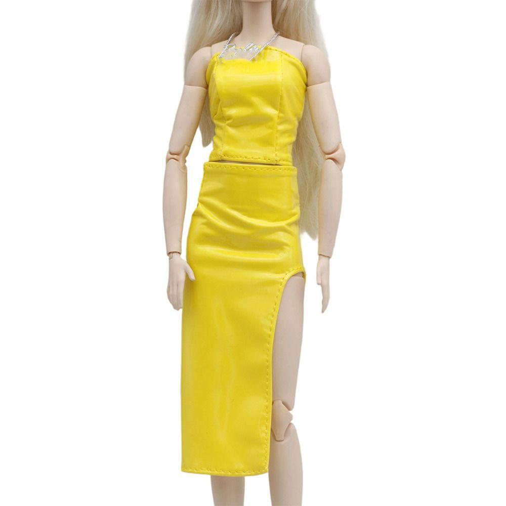 Casual Wear Girl Clothes Accessories Fashion Doll PU Leather High Neck Dresses for 29~30cm Dolls