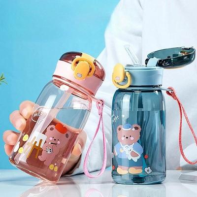 400ml Kids Water Sippy Cup With Straw Cartoon Water Bottles Outdoor Portable Drink Bottle Children's Lovely Cup Leakproof Water Adult Bounce Cup