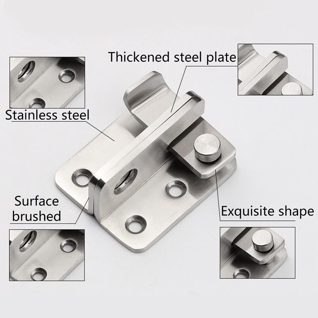 Stainless Steel Safety Door Lock for Protection Door for Latch Lock Buckle Anti-Theft Thickening Bolt Lock Left Right Op