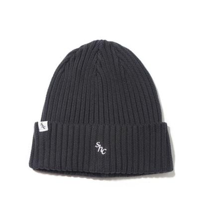 BUTDEEP Baumwolle Beanie mit kleinem Logo - Dunkelgrau