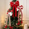 Christmas Plush Bow Topper: Non-Shedding Long-Legged Ornament for Tree and Holiday Decor