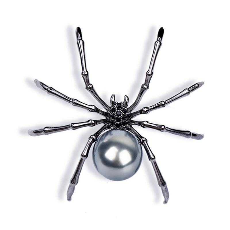 New Exaggerated Gothic Dark Halloween Earrings For Women Simple Personality Punk Black Spider Pearl Stud Earrings Party Jewelry