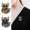 Women Brooch Enamel Colored Painting Owl Design Lapel Pin Smooth Edges Scarf