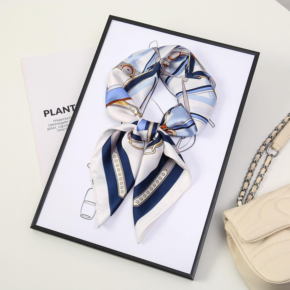 71 Flower polka dot simulation silk scarf neck small square scarf Korean atmosphere sunscreen scarf advanced sense