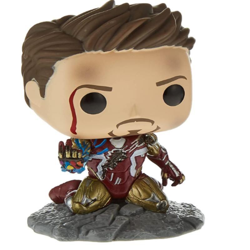 Pop Avengers Endgame Ich bin Iron Man Leuchtet im Dunkeln Vinyl-Figur Spielzeug Tony Epische Momente des kampfgezeichneten Tony Stark Auf modellierter Geländebasis
