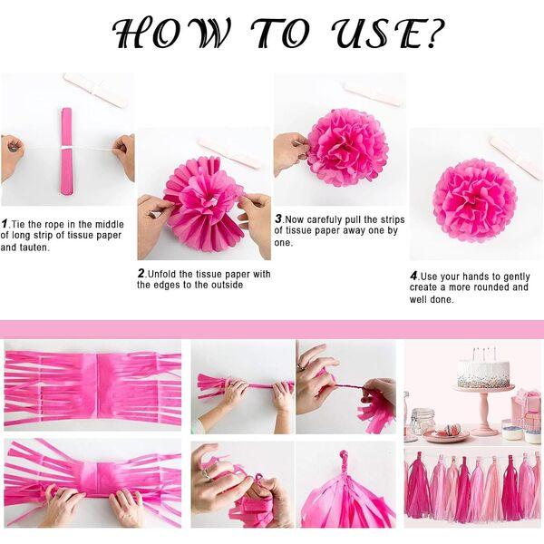 Pink Red Party Decorations kits for Girls Women with Happy Birthday Banner,