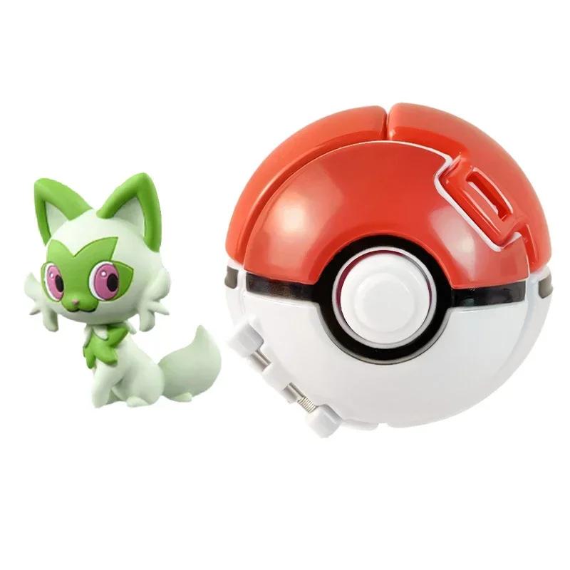 Pokemon Model with Ball Poke Pokeball Mew Groudon Solgaleo Mewtwo Pikachu Meowth Charizard Kyogre Fennekin Froakie Chespin Toy