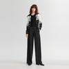 ELLE French Design Striped Faux Two-Piece Navy Collar Lazy High-End Cardigan Knit Sweater Women Tops Black White EM48943