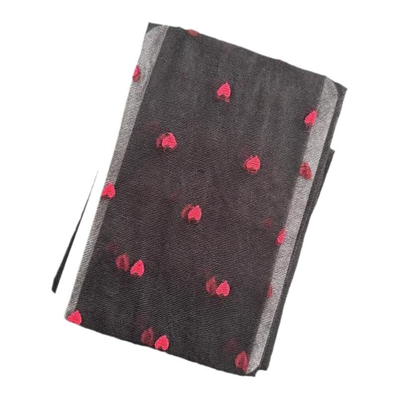 Ultra-Thin Polka Dot Pantyhose: Red Heart Black Silk Japanese Style