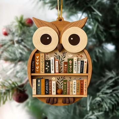 Adorno Estantería de Madera Adorno Navideño Estantería con Forma de Animal Búho/Vaca de las Highlands/Elefante Figurita Regalos para Amantes de los Libros Lectores