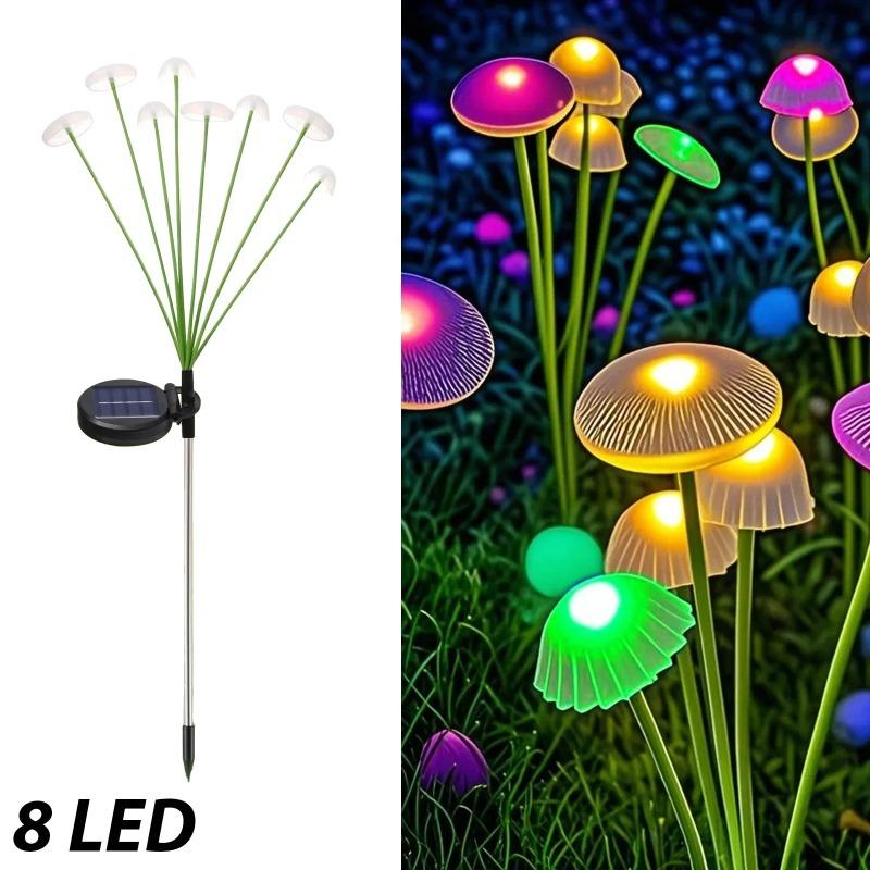 6LED/8LED/10LED Solar Mushroom Lights Outdoor Waterproof Garden Decor, 4-Color Landscape Lighting for Patio Lawn, Starlight Bulbs Ideal Gift