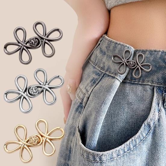 4Pcs Waist Tightener Pins Flower Pant Waist Adjuster Alloy Removable No Sewing Needed Waist Pins for Jeans Skirts Slacks