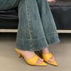 Fashion High Quality Pointed Toe Thin Heel Women Sandal Summer Fashion Open Toe Designer Shoes Elegant Concise Comfortable Slide Sandals