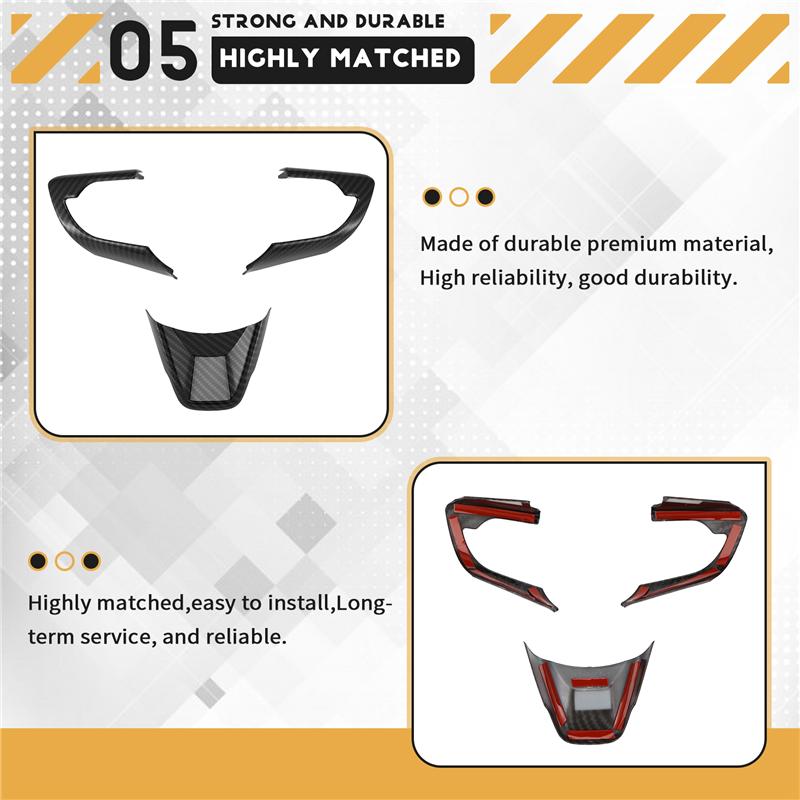 A03E-Car Steering Wheel Decoration Cover Trim Stickers For Suzuki Jimny Accessories, ABS Carbon Fiber