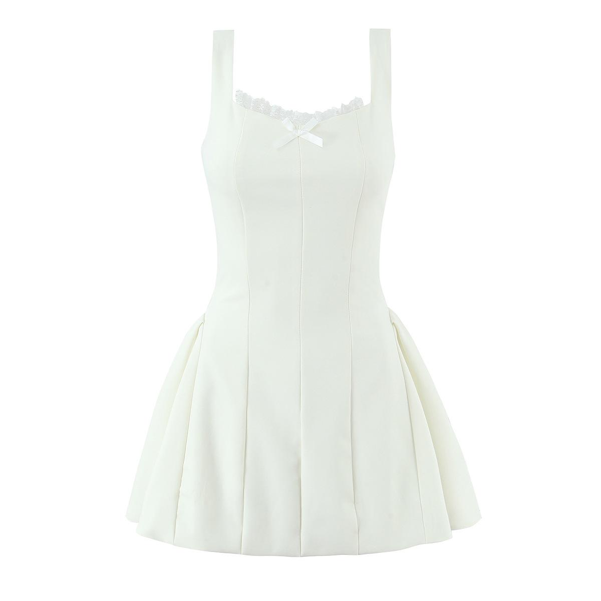 

2026 Chic Retro Lace Camisole Dress - Sweet Bow, Slim Fit, Sexy Backless Mini Medium бежевый