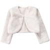 Kids Girls Faux Fur Bolero Jacket Long Sleeve Open Front Crop Shrug Coat Outerwear