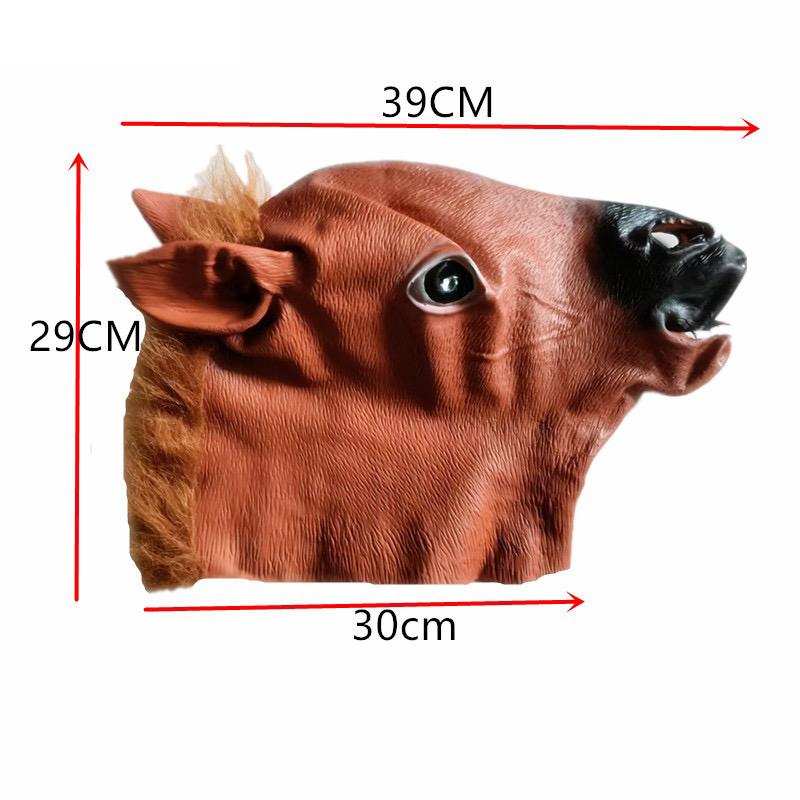 Halloween Pferdekopfmaske, Tierkopfbedeckung, Cosplay braune Pferdekopfbedeckung, Parodie-Requisite aus PVC-Material