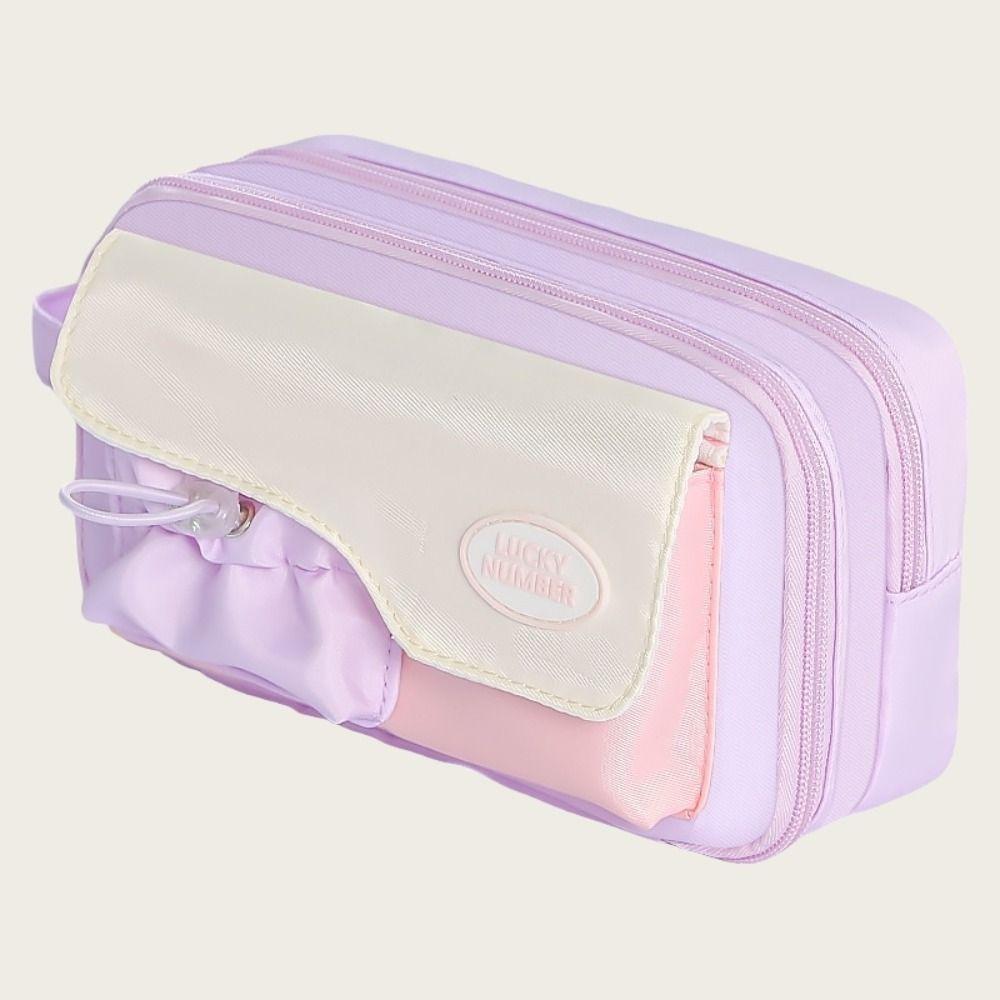 Multi-layered Macaron Color Pencil Bag Large Capacity Pen Pencil Case  Office