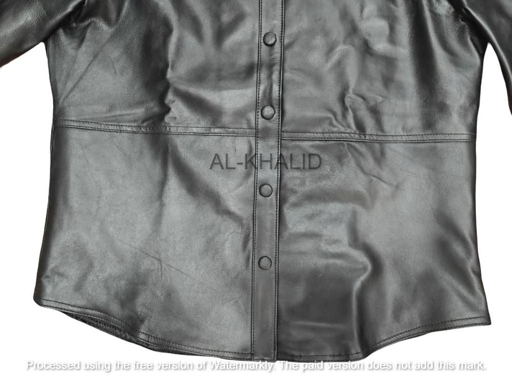 Handgemachtes echtes Lammleder weiches Damen schwarzes Hemd lässig stylisch Biker