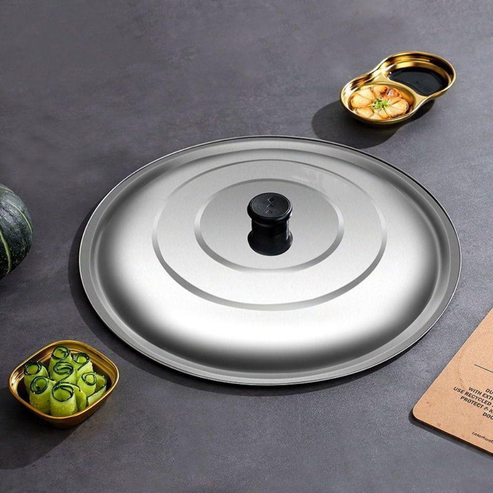Anti-Scald Stainless Steel Pot Lid Black Plastic Knot Pot Cover Replacement Wok Lid  Pan