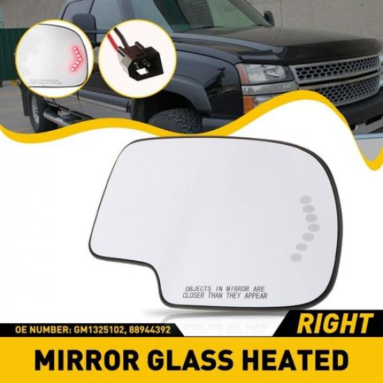

Mirror Glass For 03-2007 Chevy GMC Cadillac Turn Heated Signal Passenger Side EA