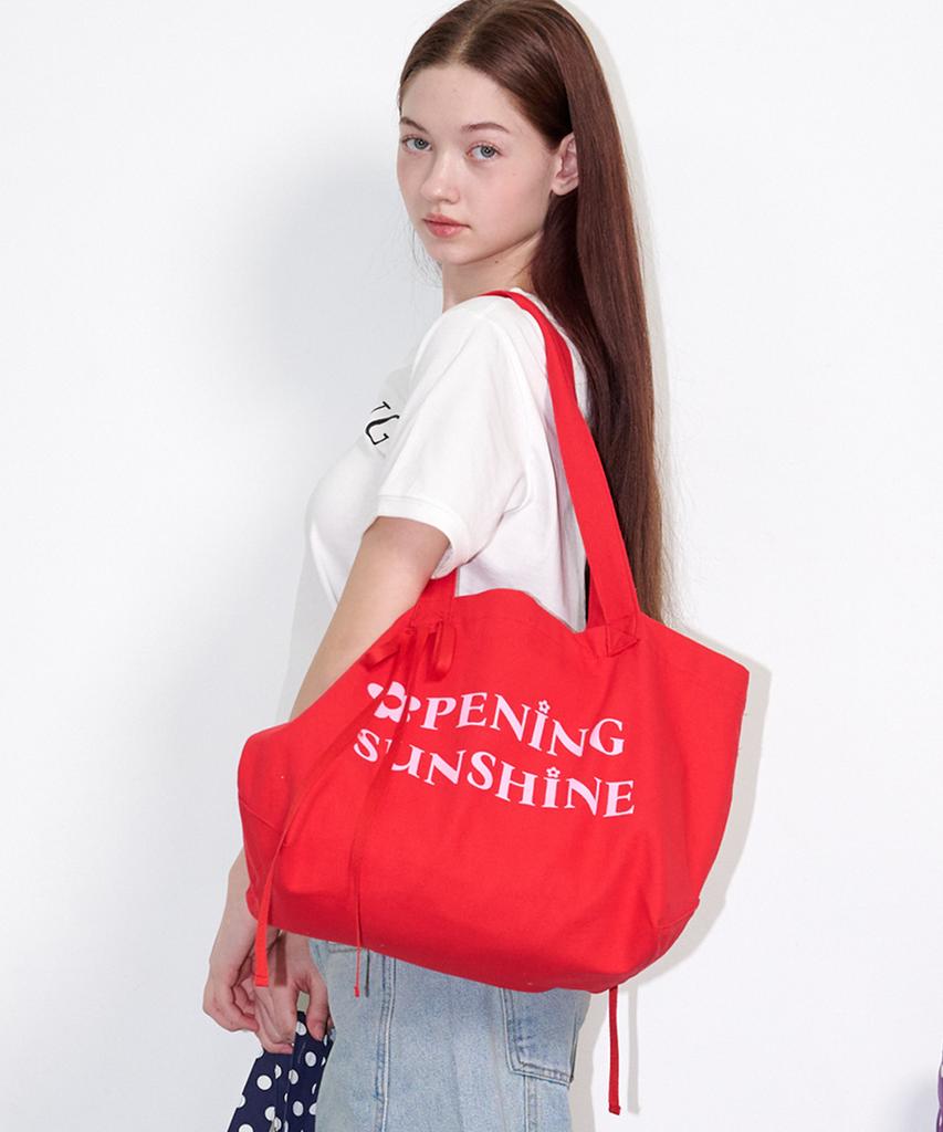 Opening Sunshine Heart Pocket Big Eco Bag Red