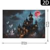 One Halloween party banner - Design featuring a haunted castle ghosts and a blood moonzyc