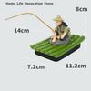 1Pcs Bamboo Raft Fisherman Figurine Elderly Fisherman PVC Statue For Yard Floating Aquarium Fish Tank Outdoor Garden Decoration