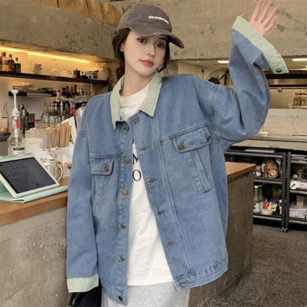 New ArrivalS Open Run Women S overSized Two Tone Techwear Light Blue Jacket