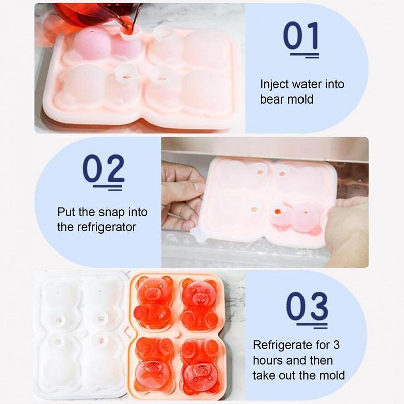 Silicone Bear Ice Mold Little Teddy Bear Shape Ice Cube Silicone Mold Ice Tray Whisky Silicone Ice Box