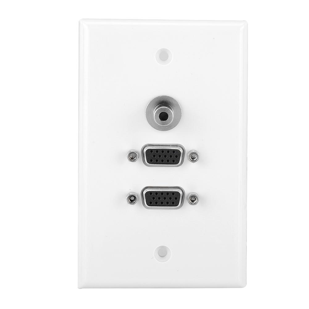 2 VGA Port 3.5 Female Head Wall Plate Panel for Home Theater Installation