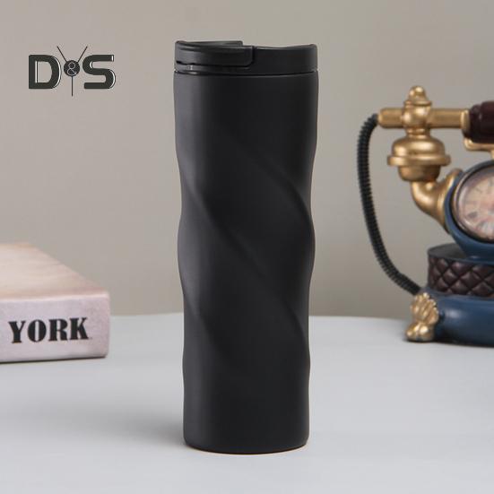 500ML Stainless Steel Thermal Cup Insulated Coffee Tumbler with Lid Spiral Design Vacuum Travel Mug for Hot Drinks Home Office Outdoor Travel