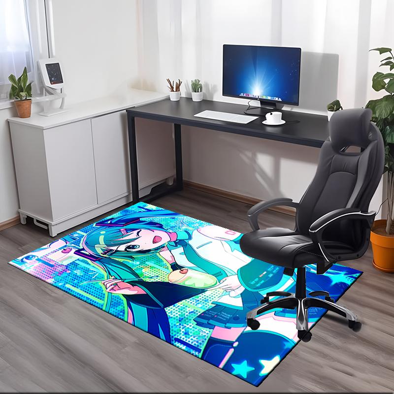Hatsune Miku Printed Carpet, for Office Chair Living Room Bedroom Kitchen Room Decor Gifts.