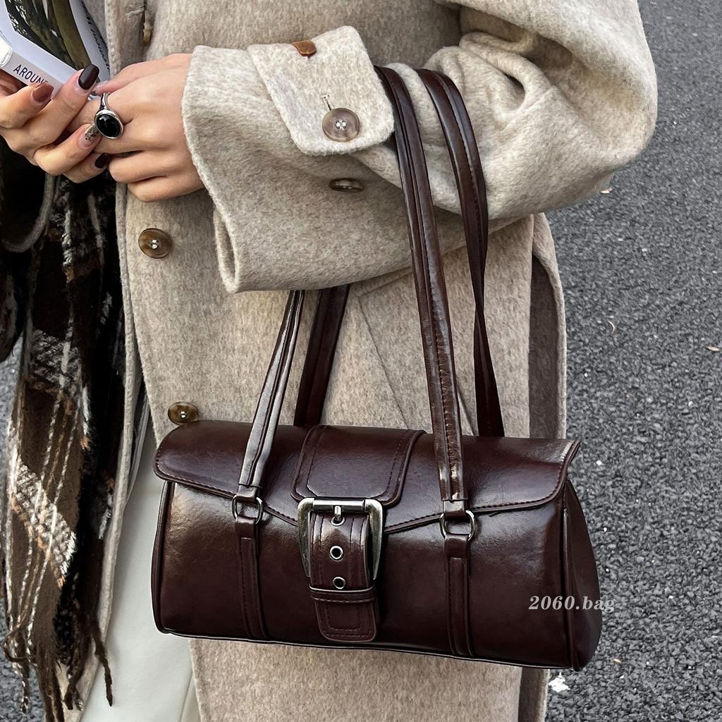 Female Buckle Underarm Bags Autumn Winter Large Capacity Casual Shoulder Bag Women's Solid Color Commuting PU Handbags