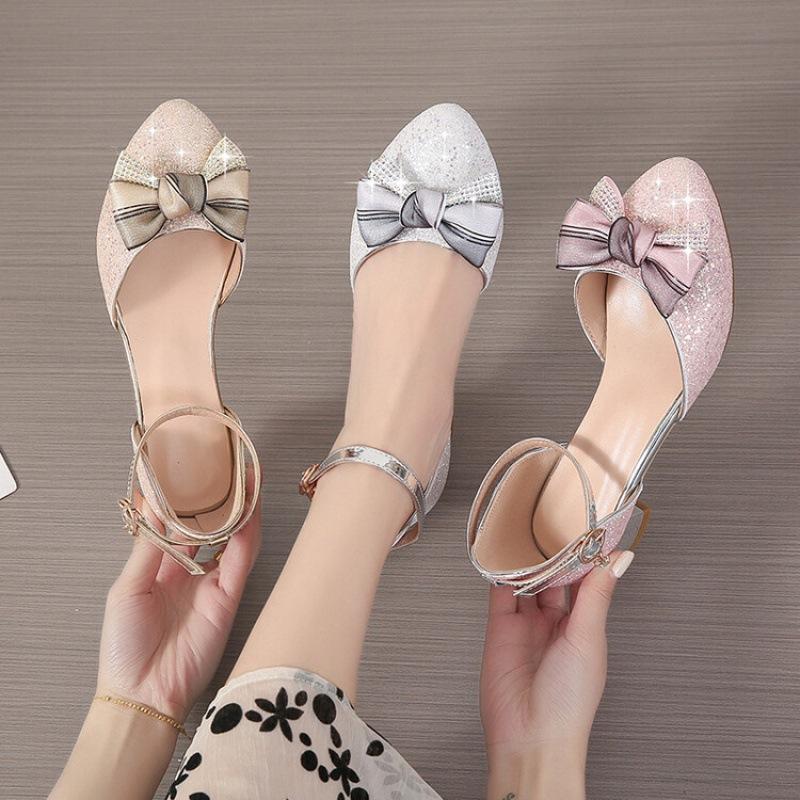 Girls princess shoes spring and summer new bag head girl performance shoes crystal shoes host catwalk leather shoes catwalk dress shoes