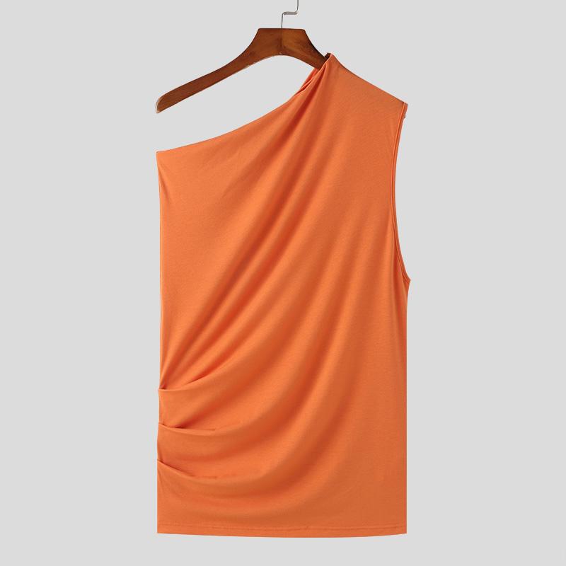 

INCERUN Літній жилет без рукавів на одне плече. Сексуальні тонкі майки 3XL помаранчевий