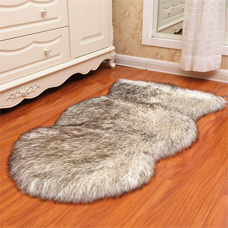 White Fluffy Irregular Plush Bedroom Rug & Sofa Cushion Blanket