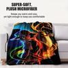 Pokemon Ash Neon Fire Effect Flannel Blanket Hot Anime Soft Warm Plush Throw for Sofa Bed Couch Cover Camping Travel Fans Gift