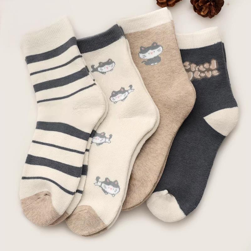 Women's Warm Terry Socks - Cute Cat Design, Cold-Resistant, Thickened Floor Socks for Autumn/Winter