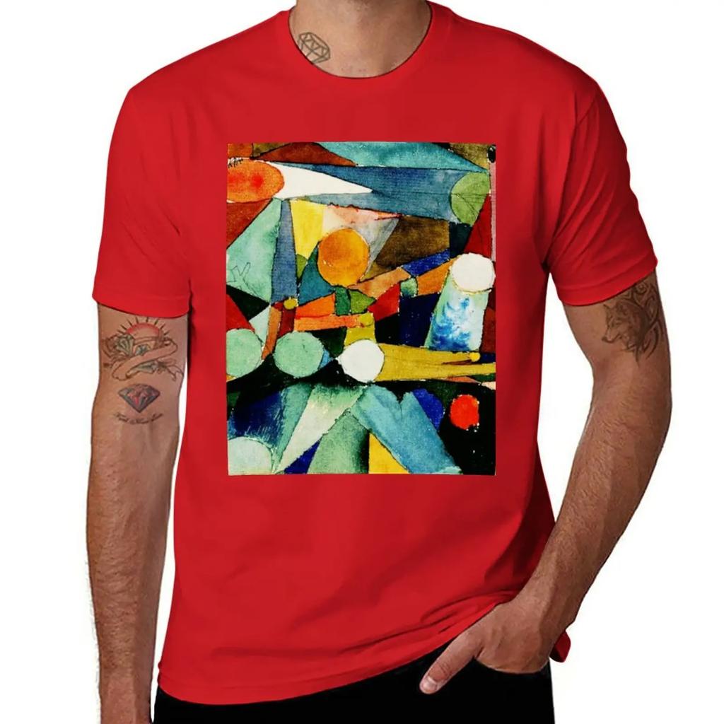 Farbenformen | Paul Klee Abstrakte Aquarellkunst T-Shirt Vintage Anime Erhaben Frucht des Webens Herren T-Shirts