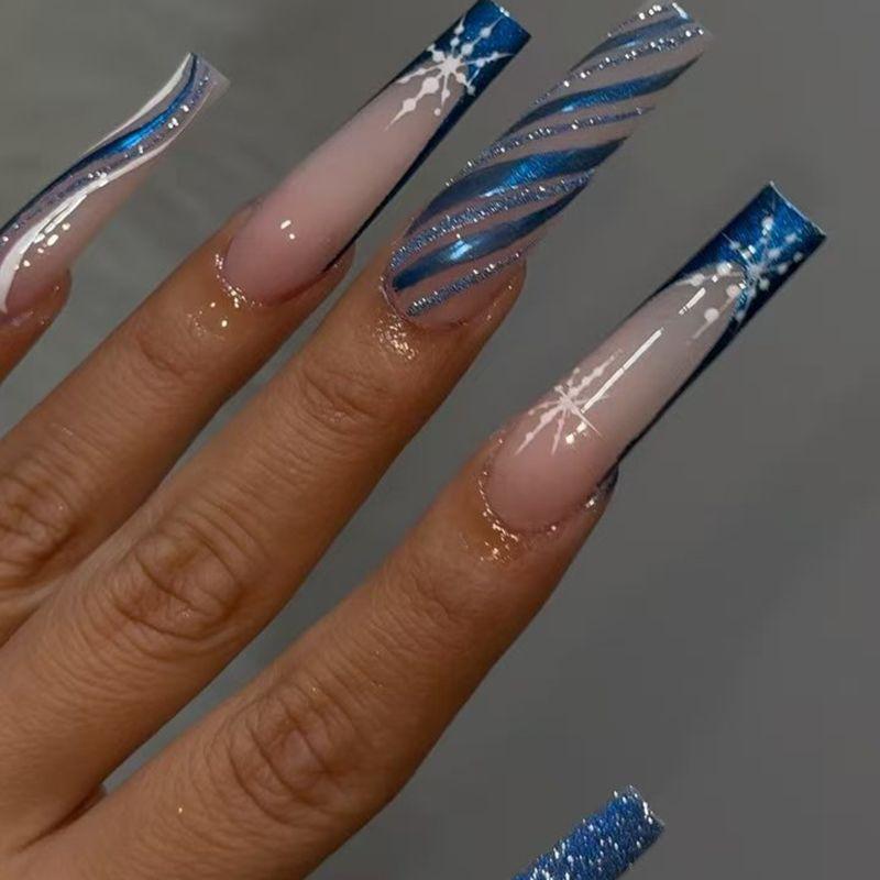 24 Pieces Of Manicure, Nail Piece European And American Style Christmas Day Collection Rectangular Wearing Armor