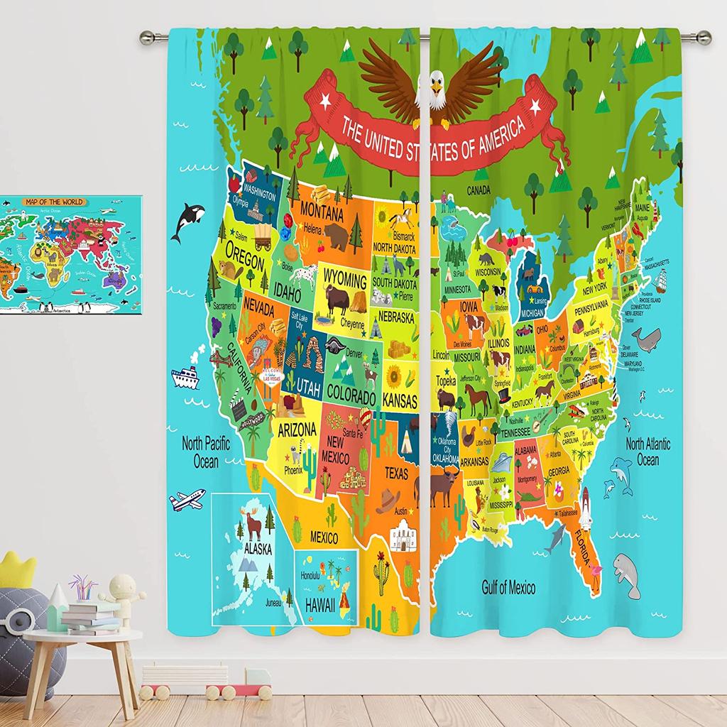 Custom Truck Cartoon Curtains for Living Room Bedroom Home Decor with Hooks Shading Finished
