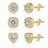 Hypoallergenic Silver Stud Earrings for Women Cubic Zirconia Halo Round Heart Square Diamond Large Silver Stud Set Earring